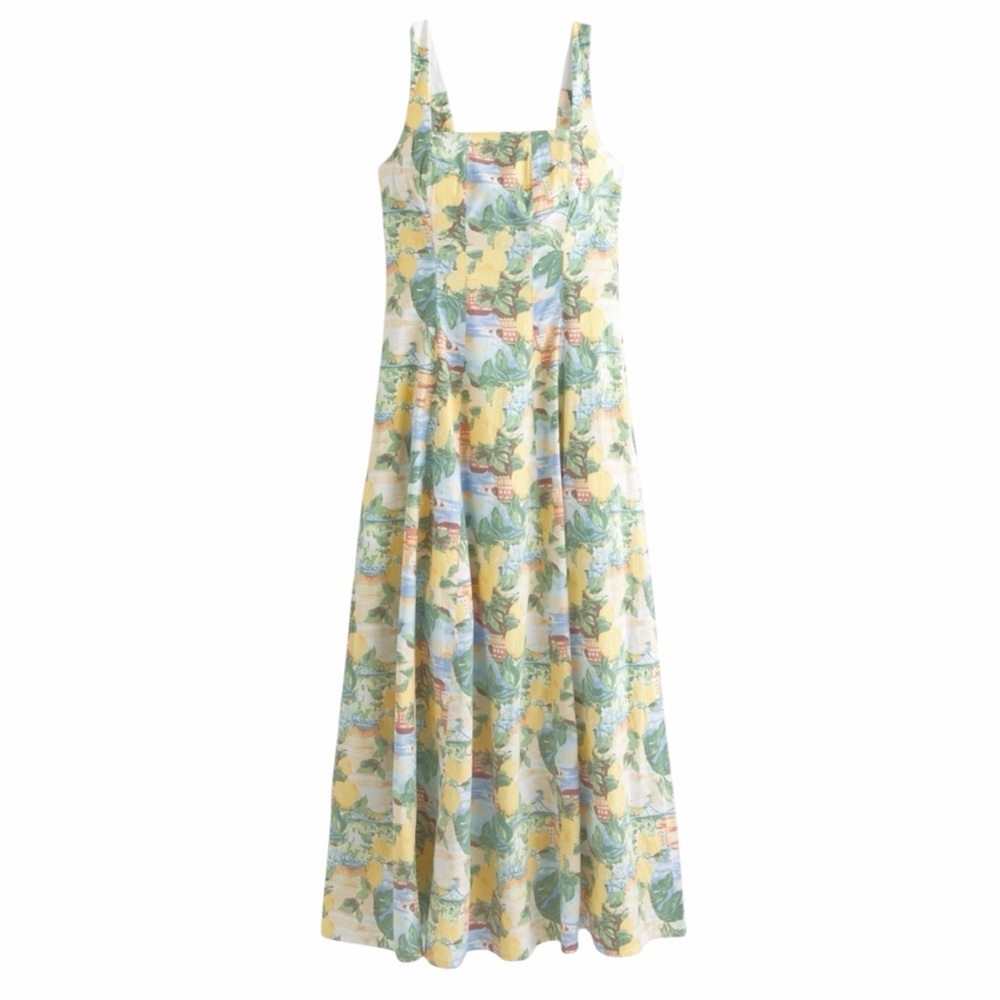 Abercrombie & Fitch Yellow, Green and Blue Floral Midi Dress